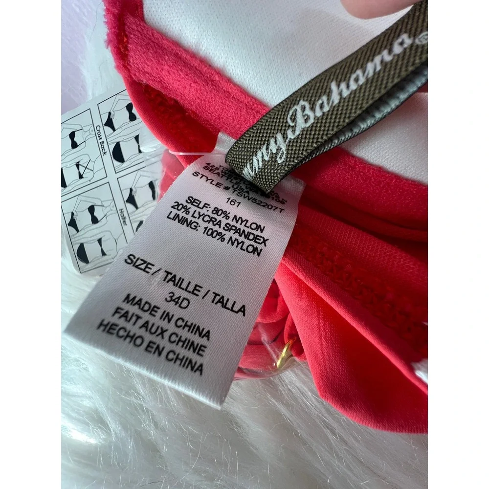 Tommy Bahama Pearl Solids Chic Strapless Bikini Top 34D Bright Coral NEW
